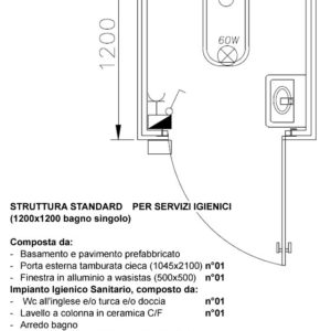 Monoblocco uso servizi - Bagno singolo - 1200x1200